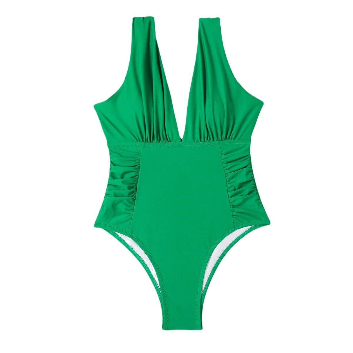 Women's One-Piece Swimsuit with Deep V-Neck and Gathering Ivyshape
