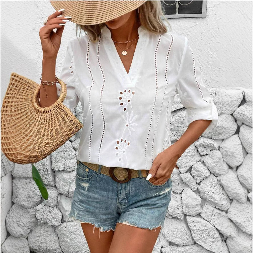 Women's blouse with delicate embroidery design Ivyshape