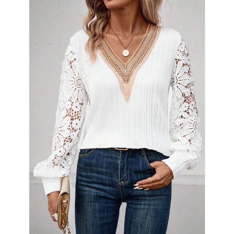 Women's blouse with lace sleeves Ivyshape