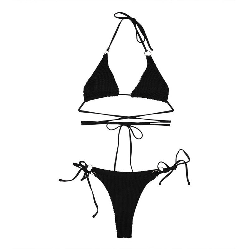 Women's triangle bikini with adjustable straps and elegant lacing details Ivyshape