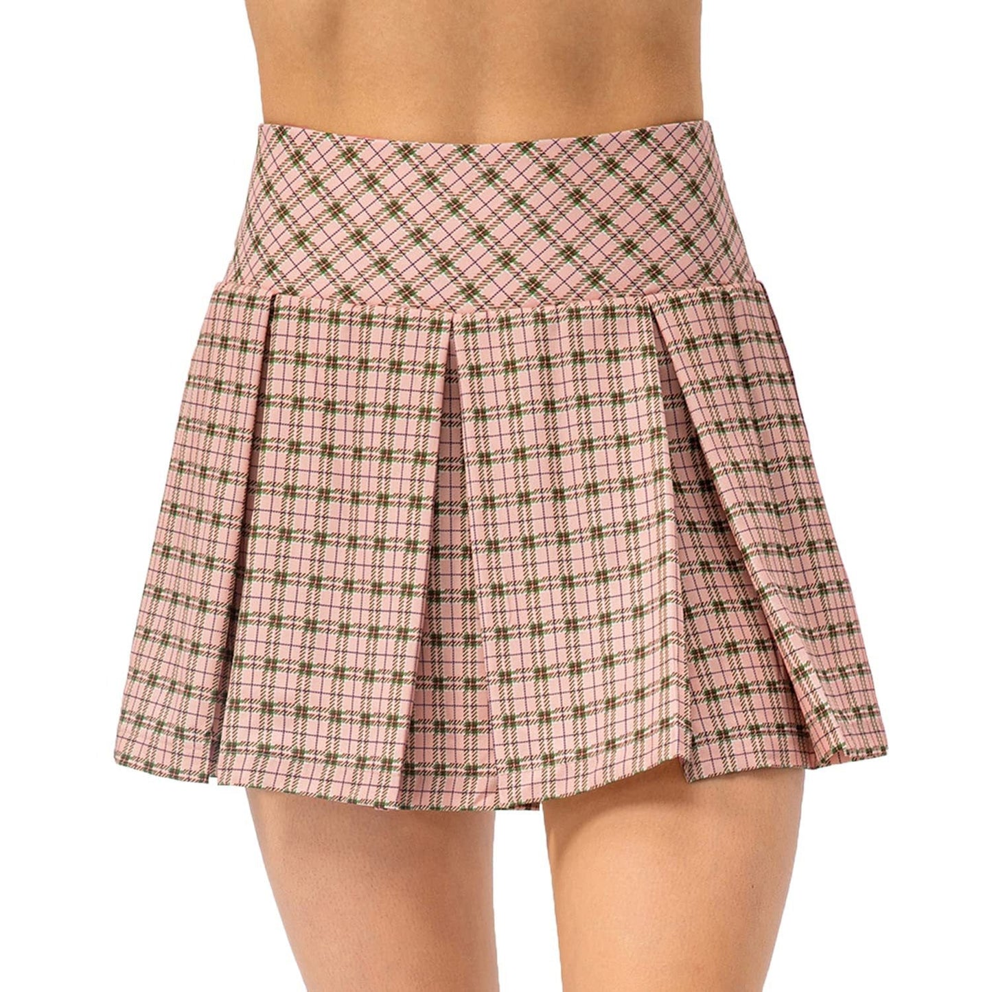 Women Pleated Skirt Checkered Mini Skirt Ivyshape