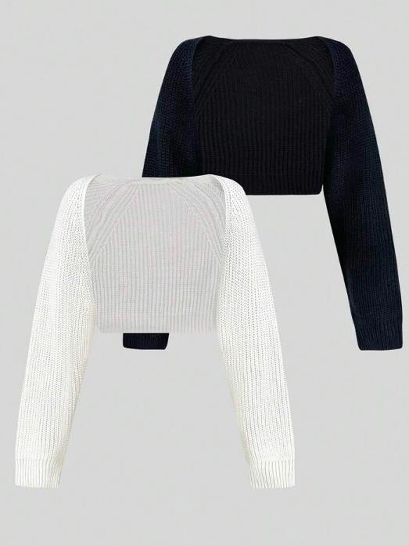 Women's cropped knit top with dropped shoulders and fine rib pattern Ivyshape
