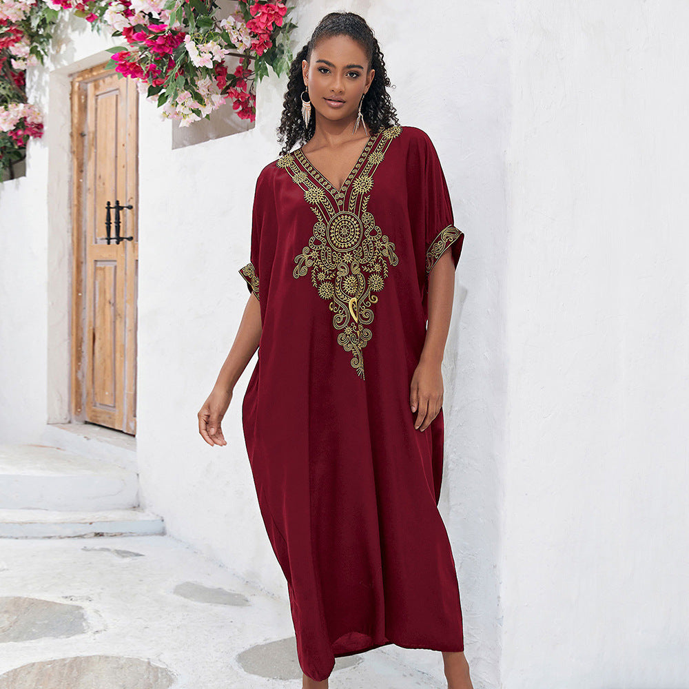 Women's maxi dress with luxurious, elaborate embroidery Ivyshape