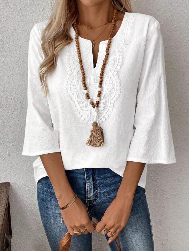 Women's casual blouse with detailed embroidery Ivyshape