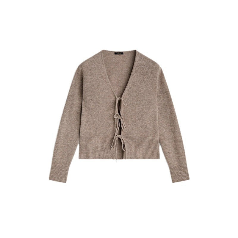 Ladies cardigan with trendy lacing detail and textured material Ivyshape