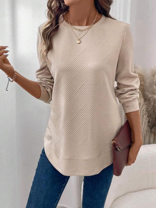 Women's casual sweatshirt with textured fabric and round neck Ivyshape