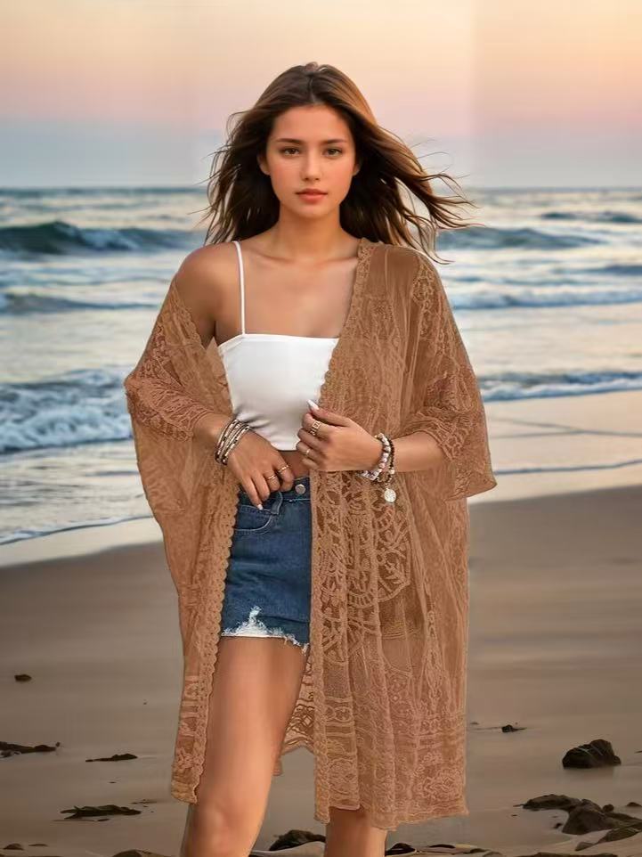 Women's Airy Lace Kimono Jacket Ivyshape