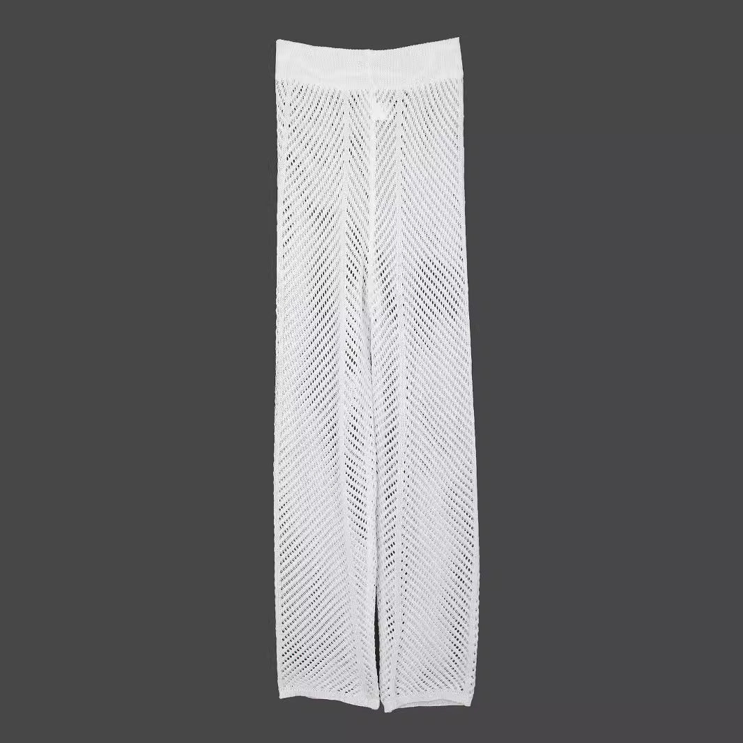 Women's crochet pants with wide leg and elastic waistband Ivyshape