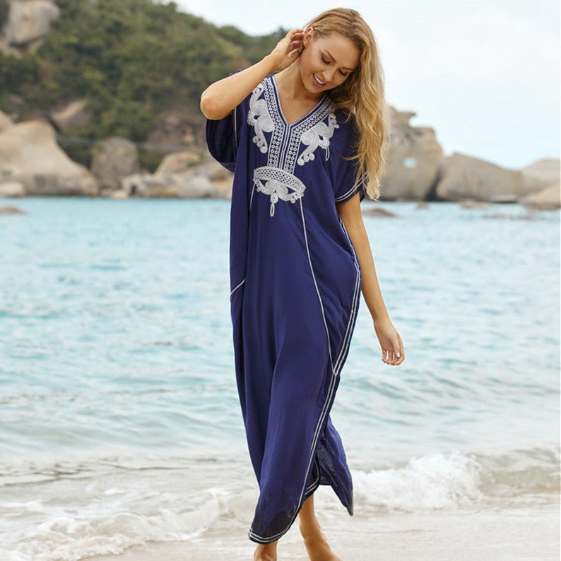 Ladies Elegant Beach Kaftan with Exquisite Embroidery Details Ivyshape