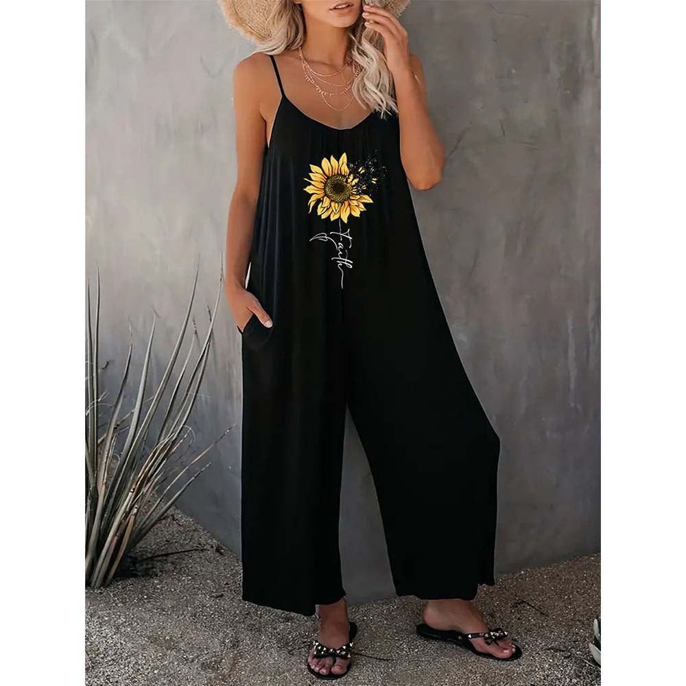 Women's jumpsuit with summery sunflower motif Ivyshape