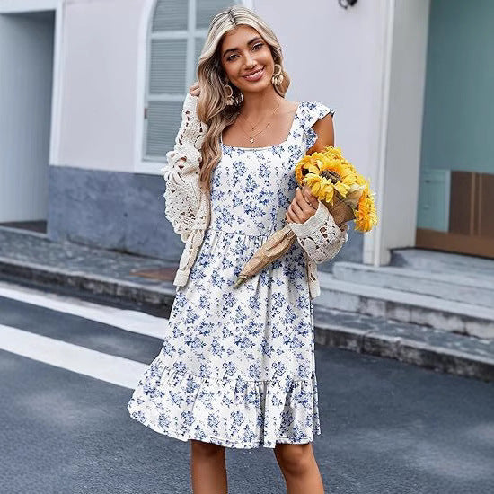 Women Floral Tiered Midi Dress Ivyshape
