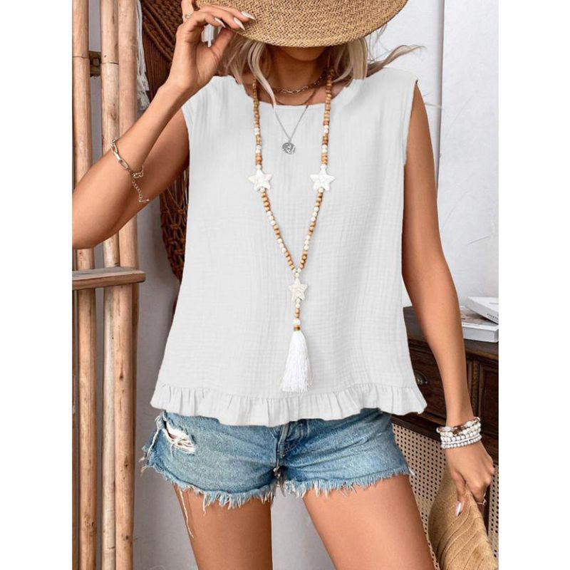 Ladies airy top with fringed hem Ivyshape