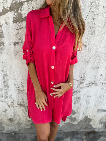 Women's Chic Button Closure Shirt Dress Ivyshape