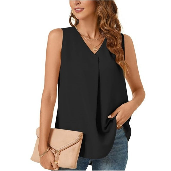Women's Pleated Chiffon Blouse Ivyshape