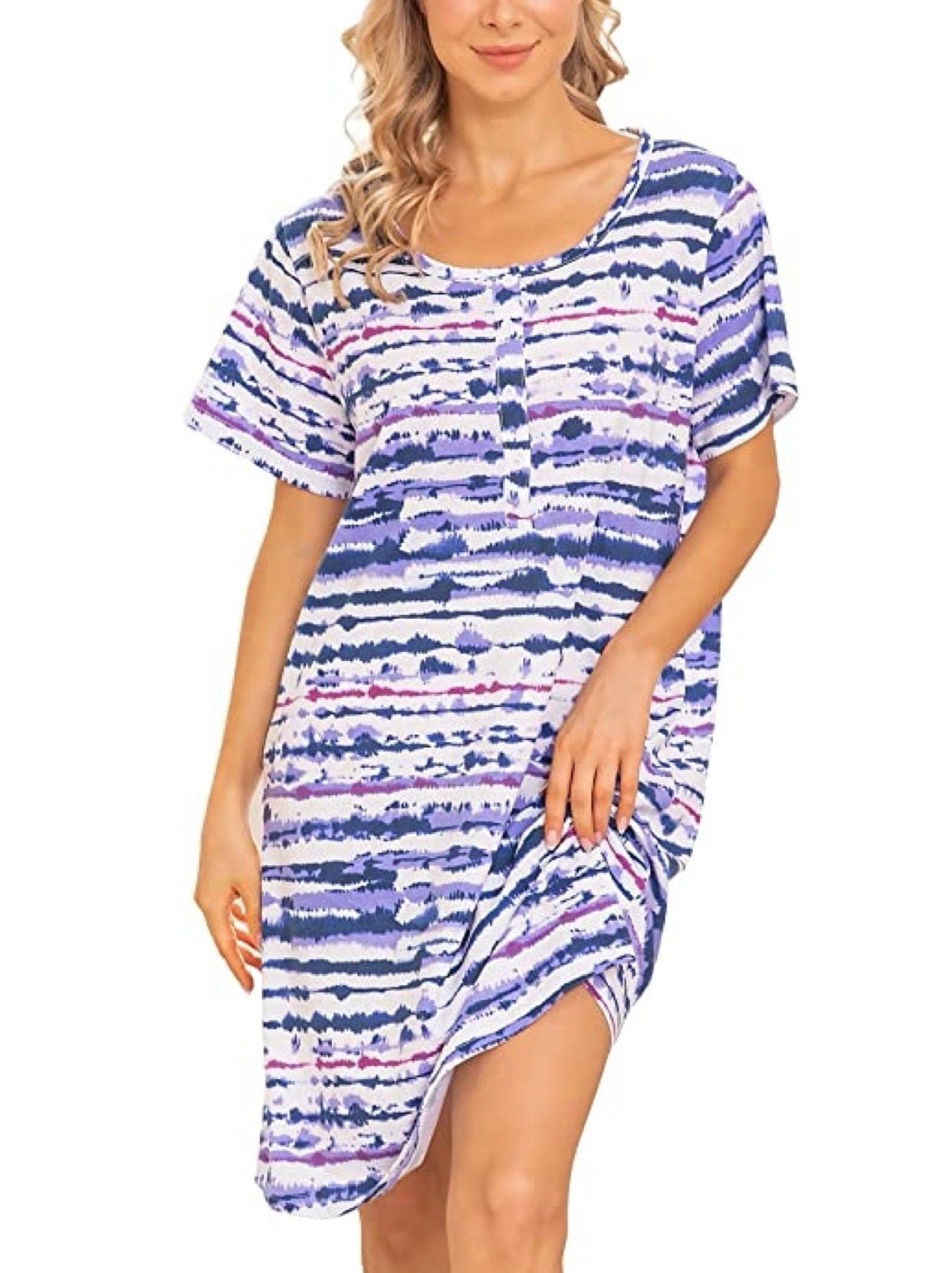 Women's Casual Tie-Dye Shirt Dress Ivyshape
