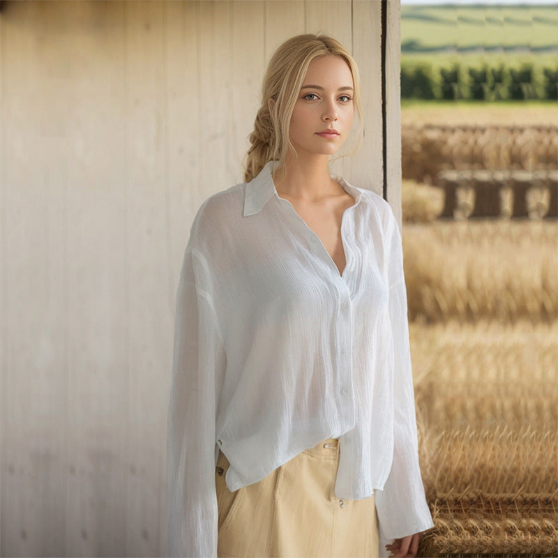 Women's casual oversized blouse made of breathable fabric Ivyshape