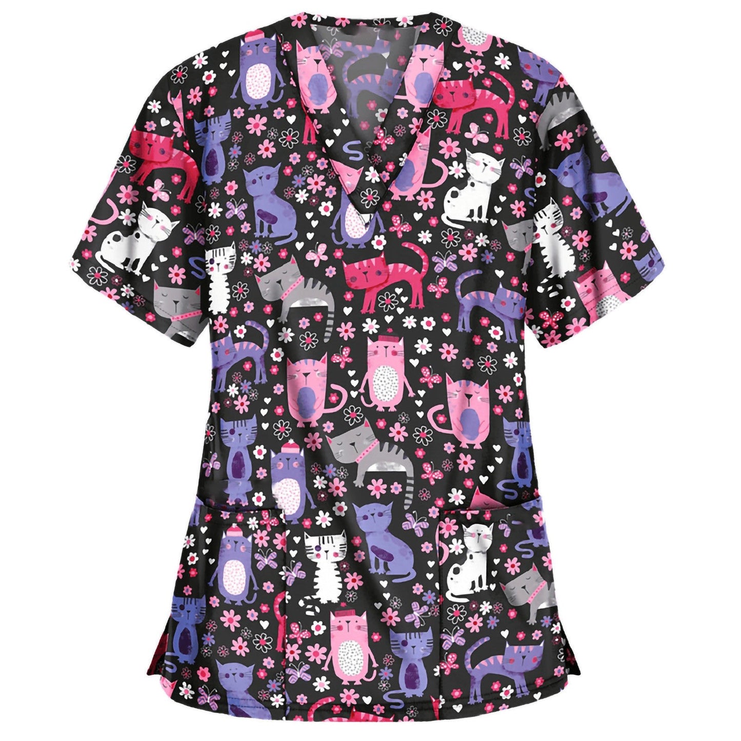 Women Flower Pattern Scrub Top Ivyshape