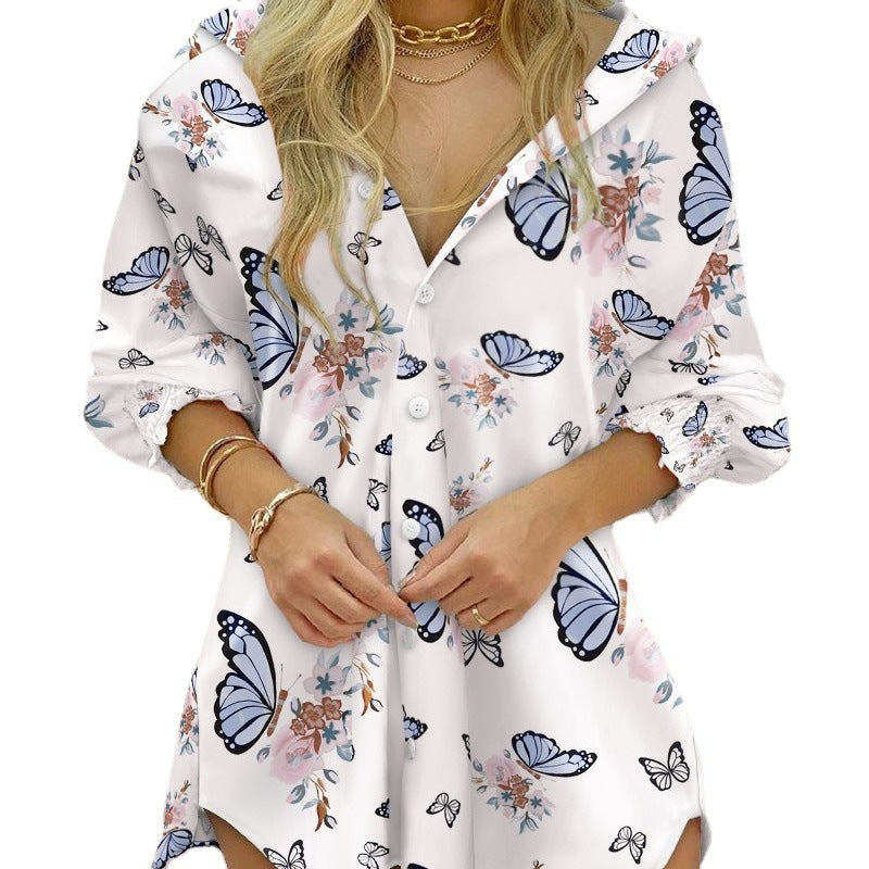 Women's shirt blouse with elegant chain pattern and fashionable cut Ivyshape