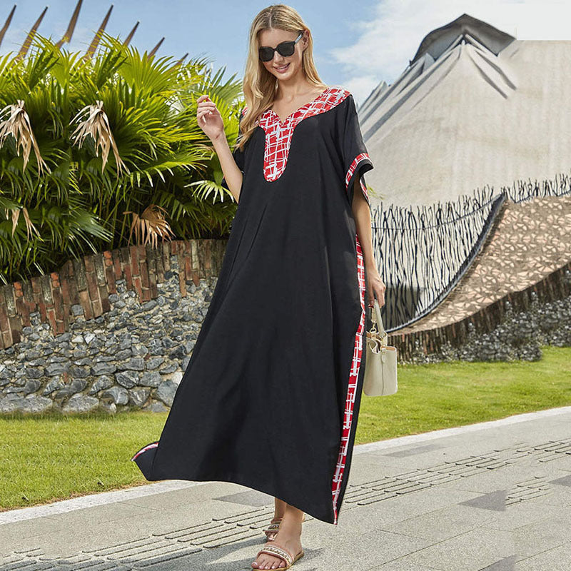 Women's beach tunic in modern kaftan style with elegant details Ivyshape