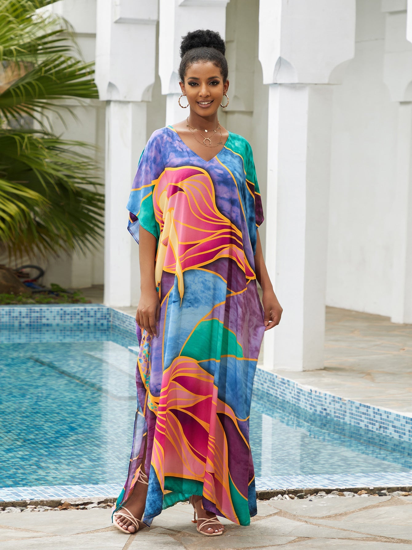 Women’s maxi dress in artistic spiral design Ivyshape