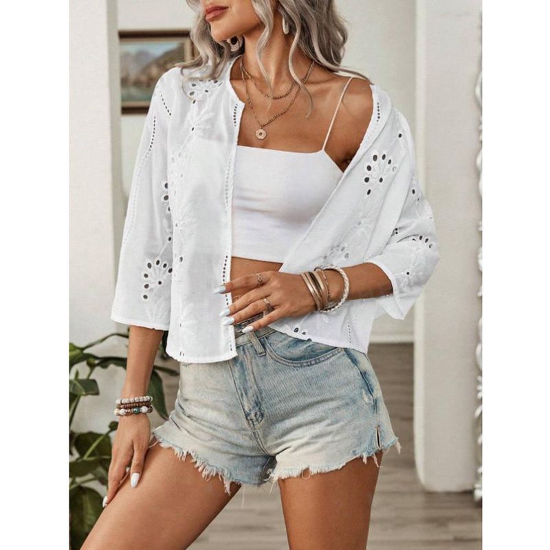 Ladies airy blouse with eyelet embroidery Ivyshape