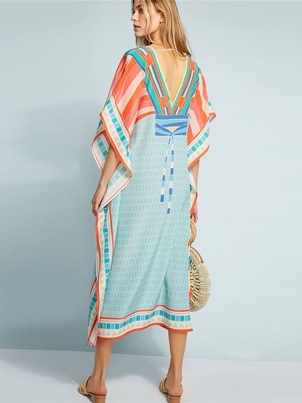 Women's elegant kaftan with geometric design and wide sleeves Ivyshape