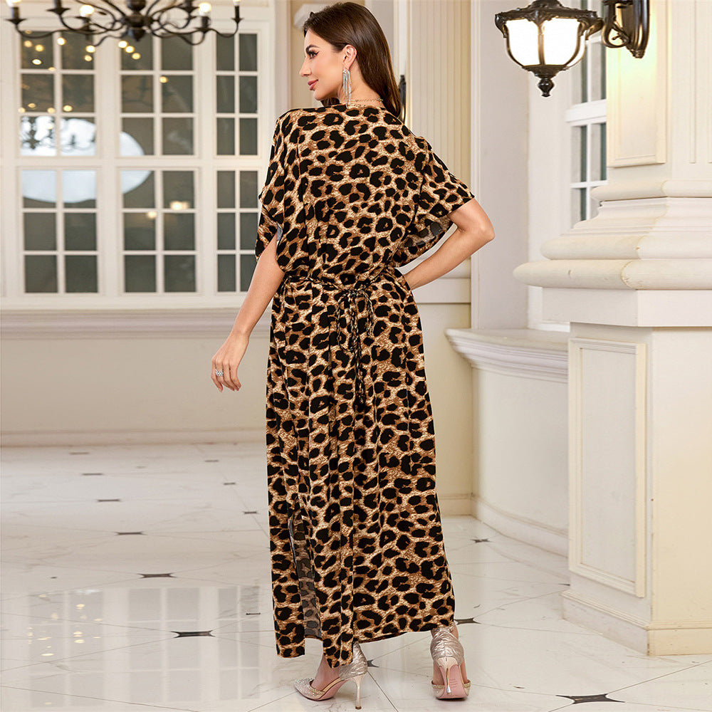 Women's Elegant Maxi Dress with Exotic Leopard Print Ivyshape