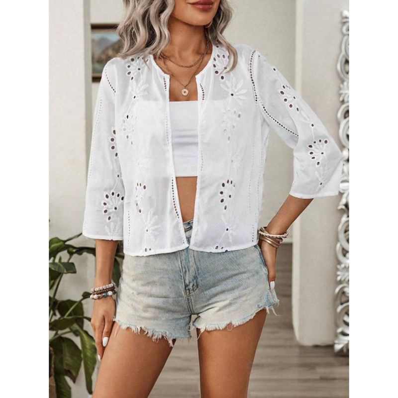 Ladies airy blouse with eyelet embroidery Ivyshape