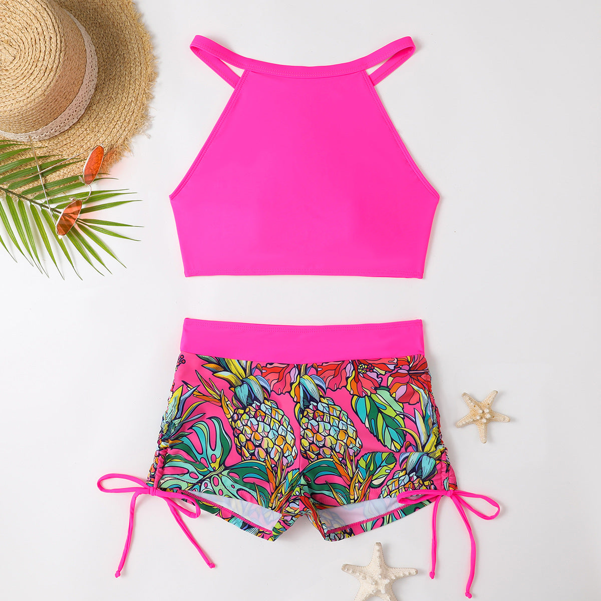 Women's sporty bikini set with adjustable top and colorful pattern detail Ivyshape