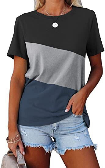 Women's Color Block Casual T-Shirt Ivyshape