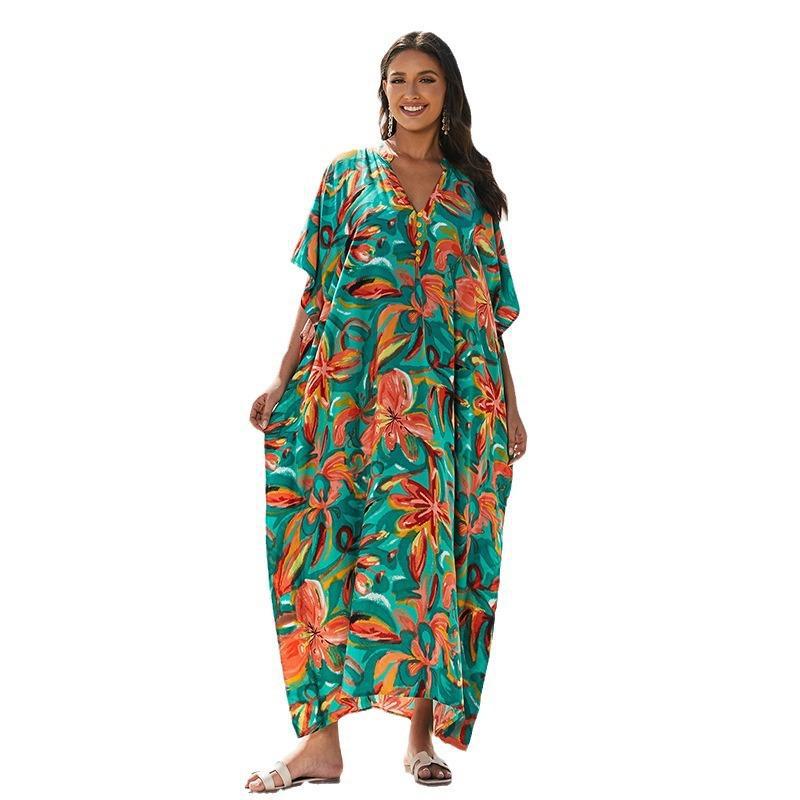 Women's beach dress with floral design and casual fit Ivyshape