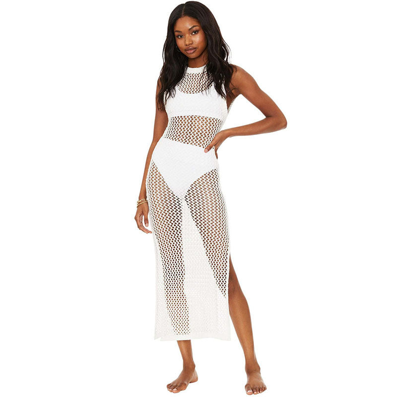 Women's mesh beach dress with high side slits Ivyshape