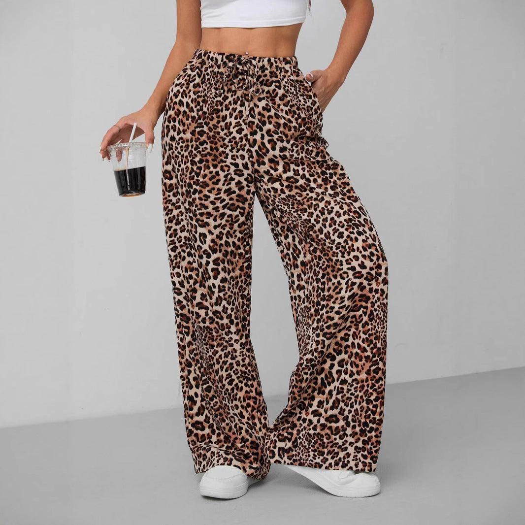 Women's Relaxed Fit Leopard Print Palazzo Pants Ivyshape
