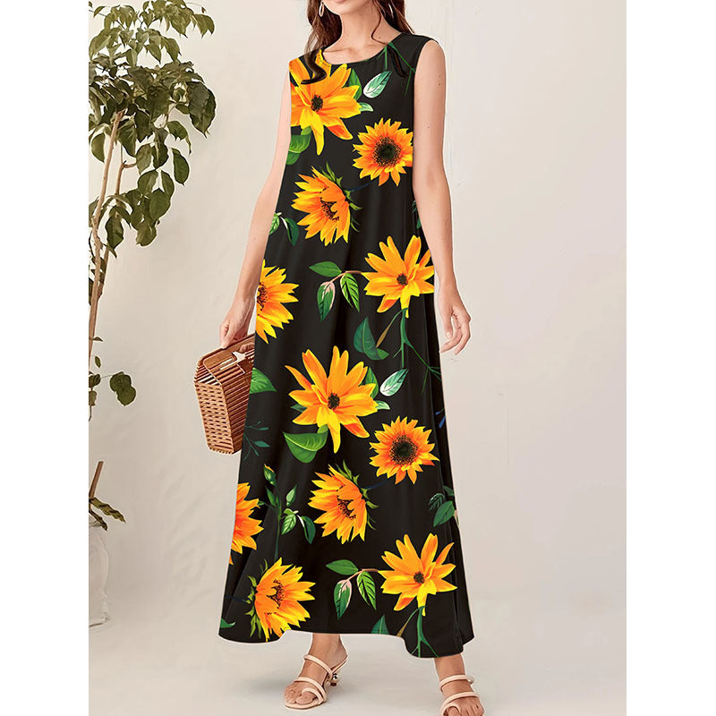 Women's maxi dress with floral pattern Ivyshape