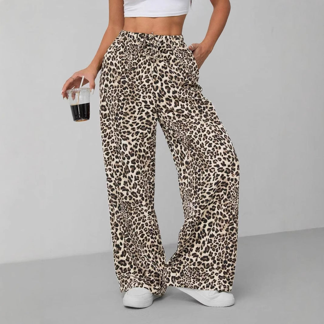 Women's Relaxed Fit Leopard Print Palazzo Pants Ivyshape
