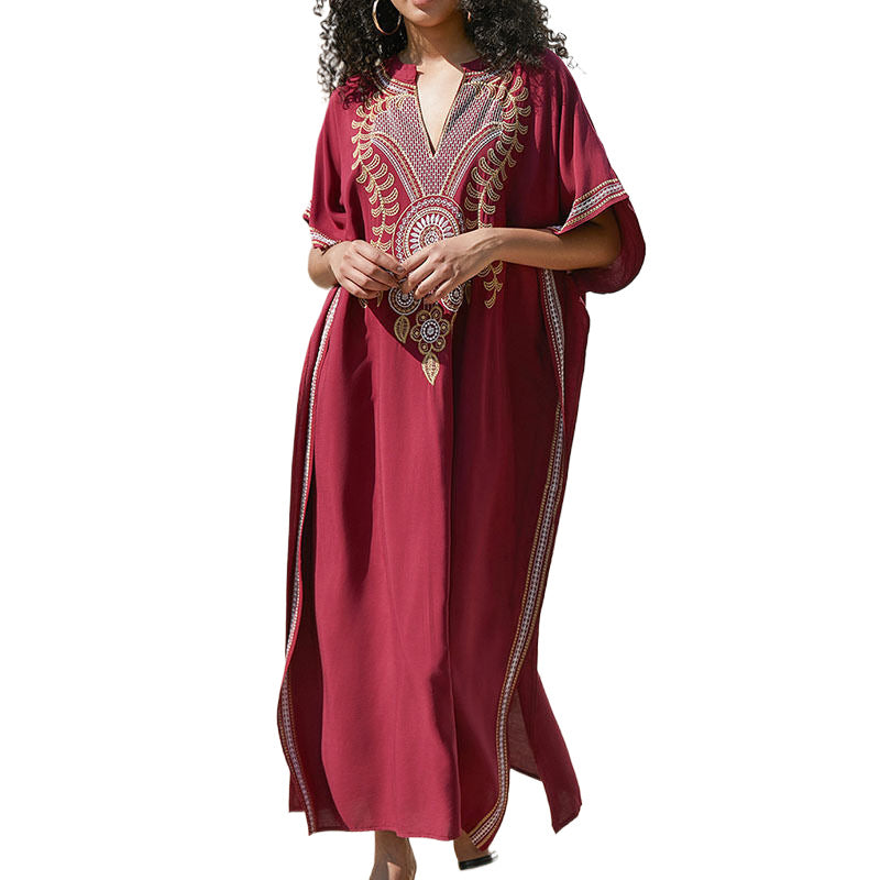 Women Elegant Tunic with noble embroidery and side slits Ivyshape