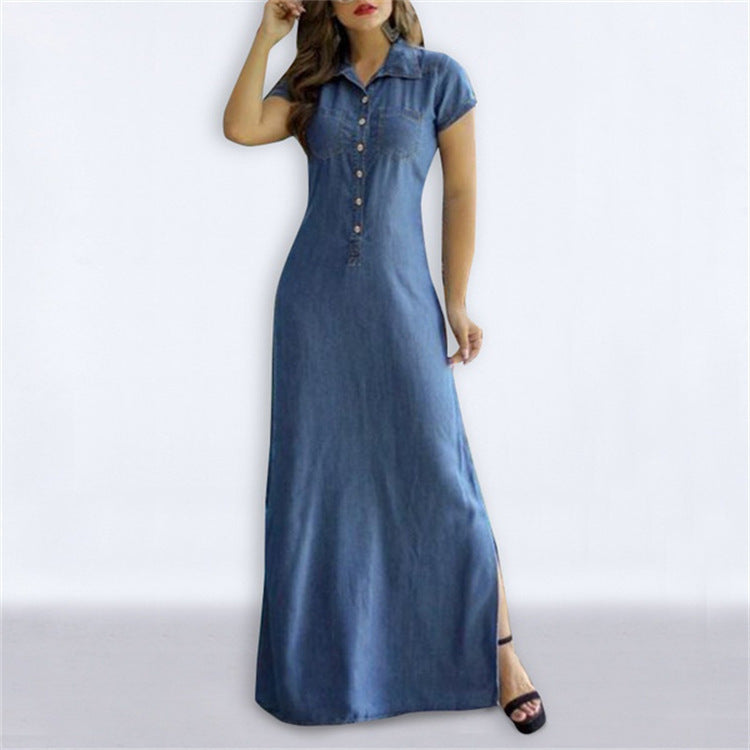 Women's shirt dress with elegant button design and side slit Ivyshape