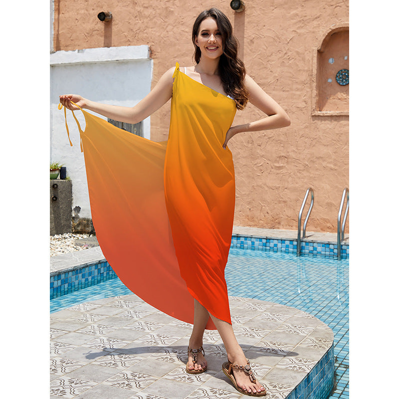 Ladies multifunctional beach towel with elegant gradient Ivyshape