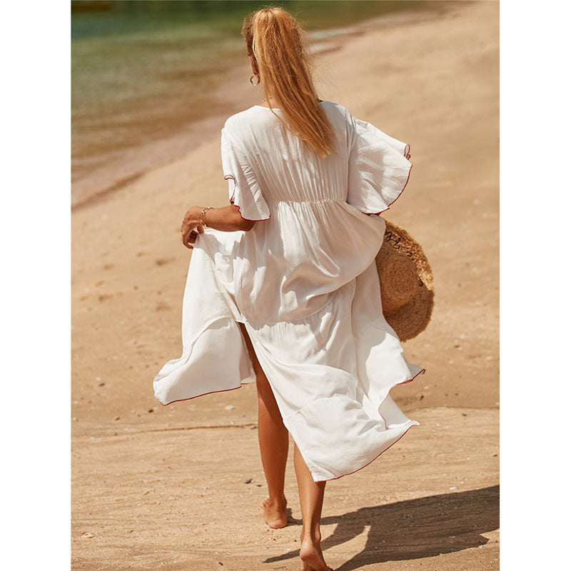 Ladies Summer Maxi Dress with Artistic Embroidery Details Ivyshape