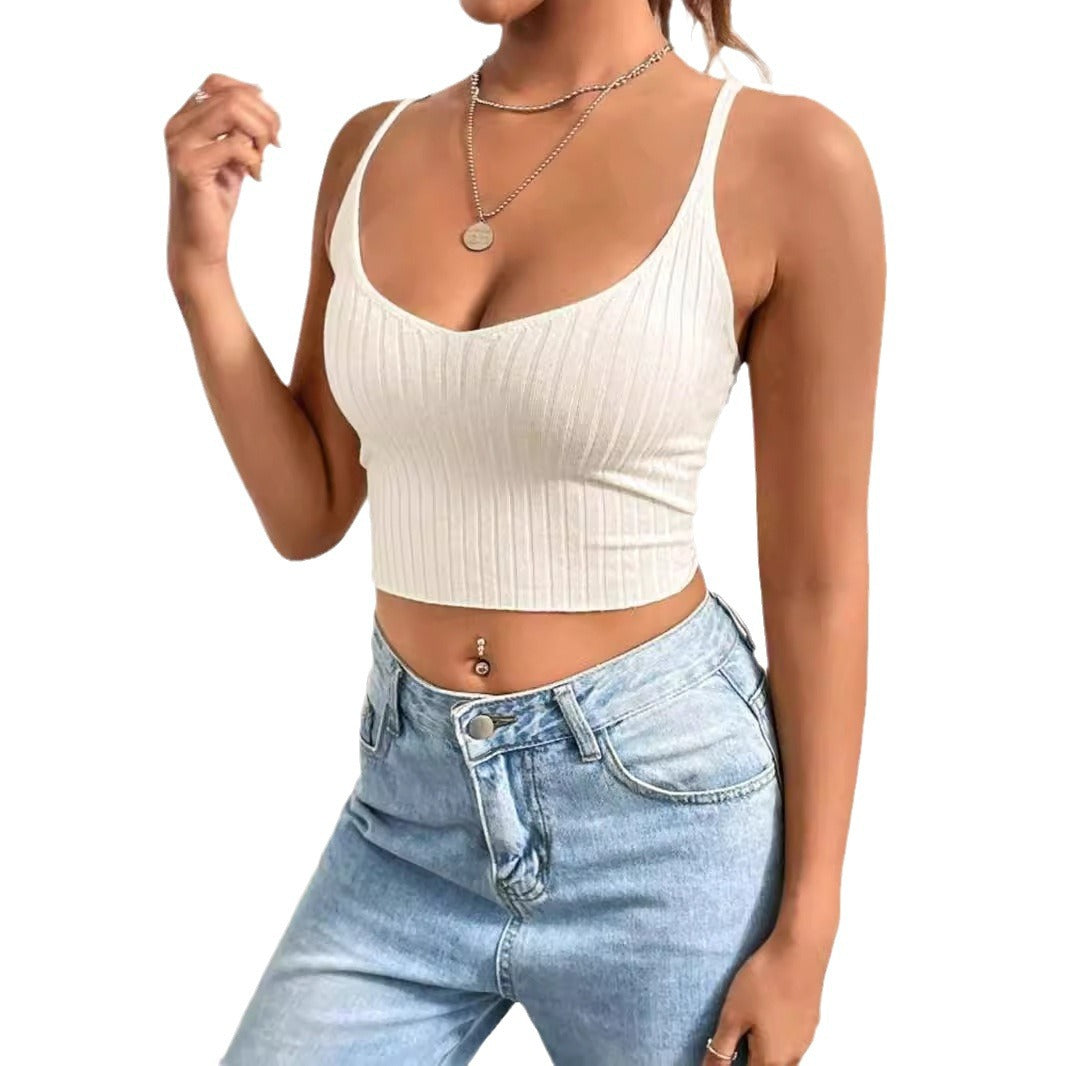 Women casual lace basic top in rib design Ivyshape