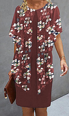 Women's beach dress with floral overlay Ivyshape