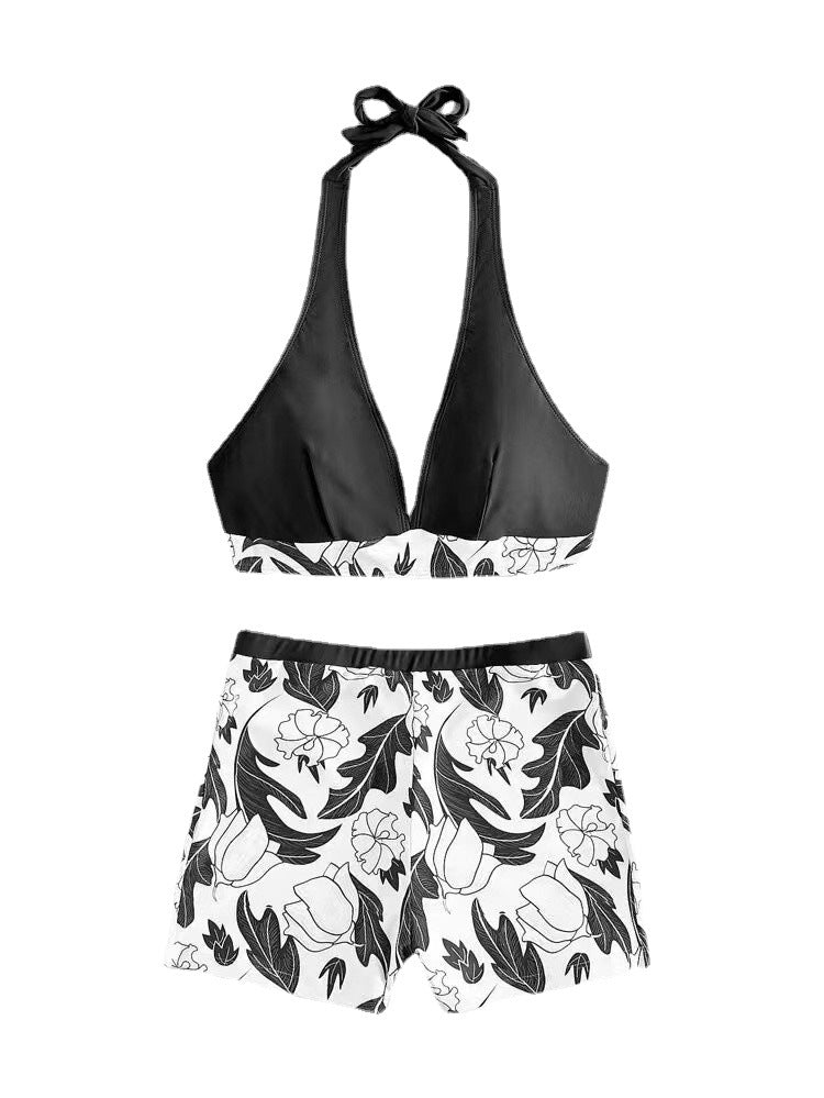 Women's bikini top with high-cut shorts and floral design Ivyshape