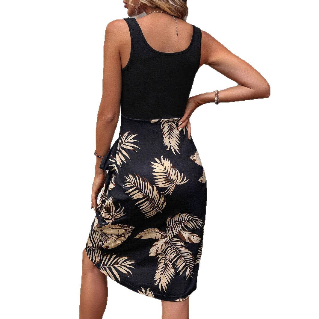 Women's wrap dress with floral print and asymmetrical hem Ivyshape