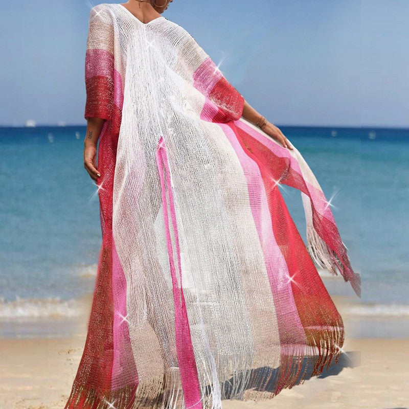 Women's Elegant Beach Kimono with Modern Fringes Ivyshape