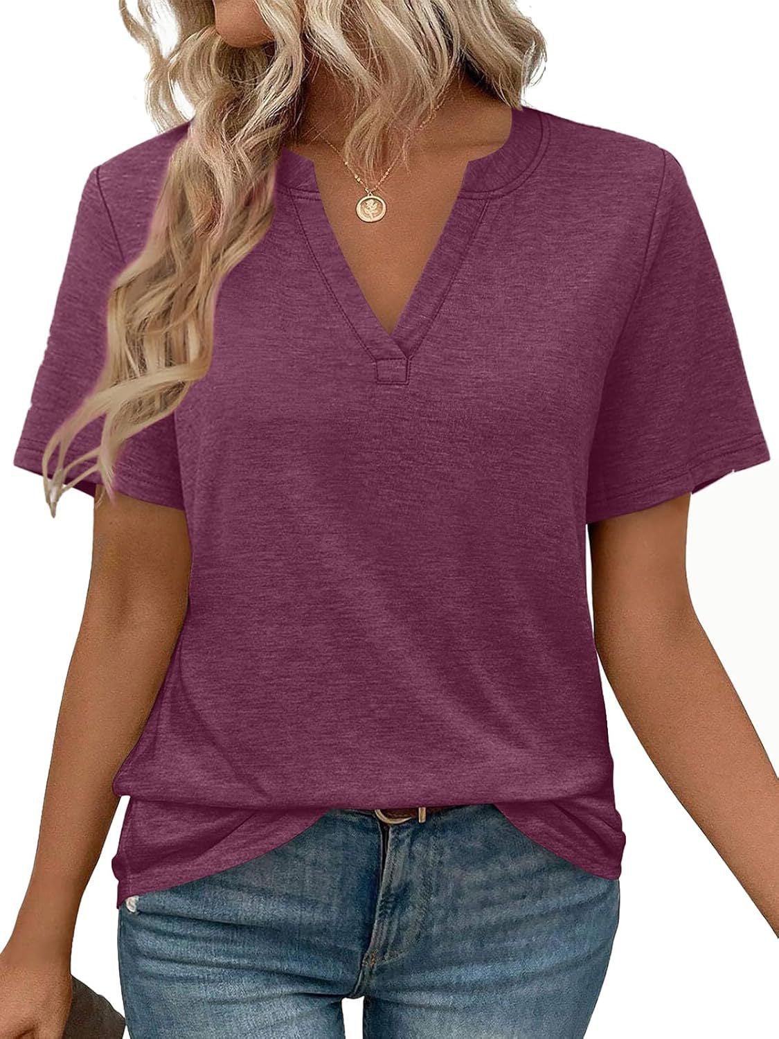 Women Casual V-Neck T-Shirt Ivyshape