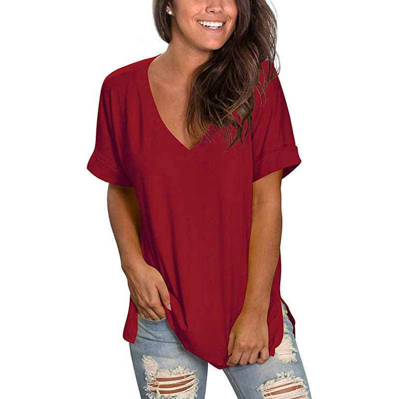 Ladies Casual V-Neck T-Shirt Ivyshape