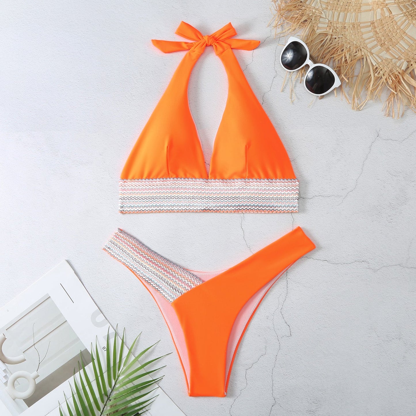 Women Triangle Bikini with adjustable halter neck design and side cut-outs Ivyshape