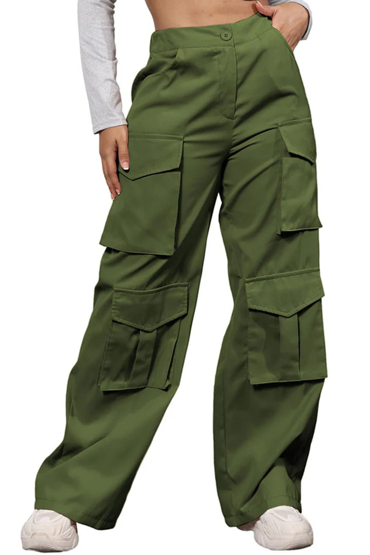 Ladies Stylish Wide Cargo Pants Ivyshape