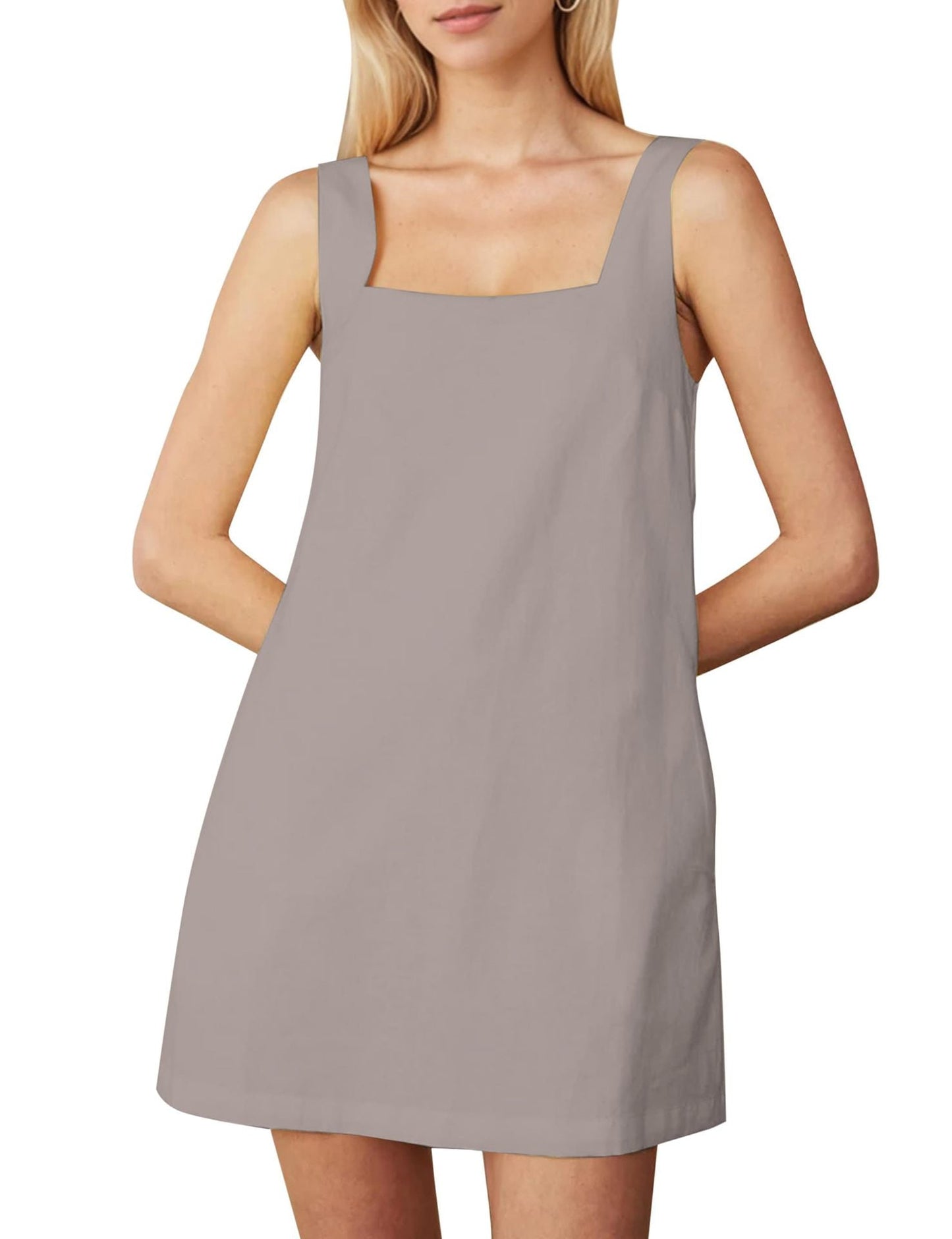 Women's A-Line Square Neck Mini Dress Ivyshape