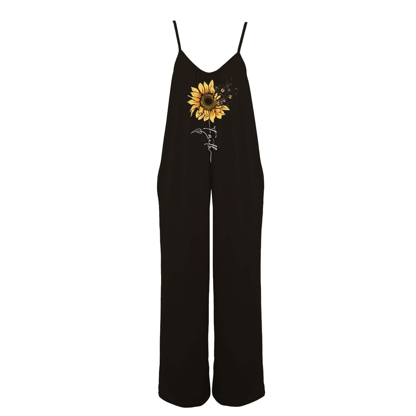 Women's jumpsuit with summery sunflower motif Ivyshape